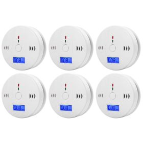 1-6Pcs CO Sensor Carbon Monoxide Detector Sound Independent CO Poisoning Warning Alarm Detectors Meter Kitchen Fireplace Indoor (Ships From: CN)