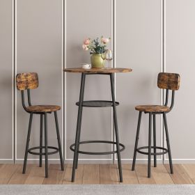 Bar table, equipped with 2 bar stools , with backrest and partition (Color: as Pic)