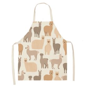 Alpaca Cartoon Cotton Linen Apron Sleeveless Antifouling Kitchen Home Cooking Waist Hanging Neck Kids' Bib (Option: 14-45 X56cm Children)