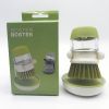 1pc Soap Dispensing Palm Brush With Holder; Soap Dispenser Scrub Brush; With Holder Storage Stand Set; Green; Grey